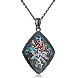 PARYFO Cross Necklace for Women, 925 Sterling Silver, Abalone Shell/Turquoise/Malachite Cross Chain, Religious Jewellery, Gift for Women, Men, Christian Talisman, Sterling Silver, Abalone bowl