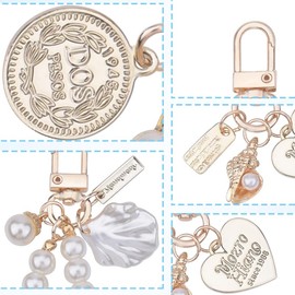 Pearl Wristlet Keychain for Women Wrist Keychain Bracelet for Women Girls Pearl Lanyard Keychain Keyring for Women Shell Bag Charms for Handbags Bag Decor Key Chain Accessories for Women 3pcs