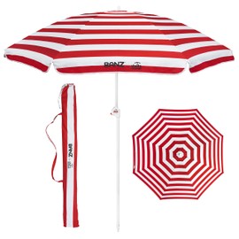 BANZ Cabana Beach Umbrella UPF 50 - UV Protection Foil-Lined Portable Outdoor Umbrella for Sand with Screw-in Base & Tilt Pole - Lightweight Beach Shade & Patio Umbrella with Bag