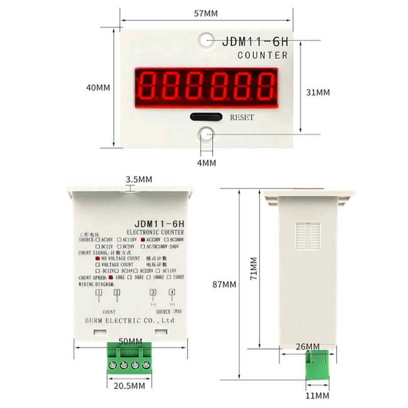 WANGCL AC 220V LCD Digital Electronic Counter 0-99999 Counter 6-Digit
