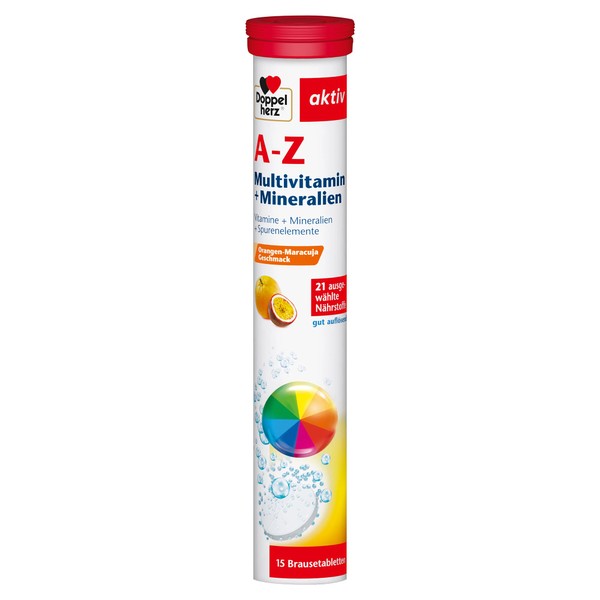 Doppelherz A-Z Multivitamin + Minerals - 21 Selected Nutrients to Support Health and Wellbeing - 15 Effervescent Tablets