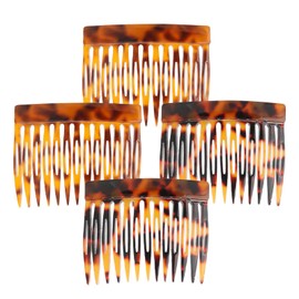 Auiremrti 4-piece hair comb, large hair clips set, French side combs made of cellulose acetate, vintage design, French side comb, tortoiseshell