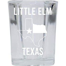 Little Elm Texas Souvenir Laser Etched 2 Ounce Square Shot Glass Texas State Flag Design