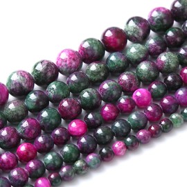 90pcs 4mm Natural Stone Tourmaline Persian Jade Beads Round Loose Beads for Jewelry Making DIY Bracelets Necklaces Crystal Energy Healing Stone Beads 15" (Tourmaline Persian Jade, 4mm)