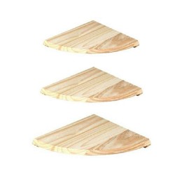 Set Of 3 Natural Wood Corner Shelf Wall Mounted Storage Wooden Unit Shelves Kit Home & Kitchen Decorative Corner Shelves (285 x 285 x 16 mm)