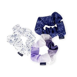 Legami - Set of 3 Hair Scrunchies Hair We Are, Hair Band, Bungee Straps with Satin Effect Fabric, Stars Theme, Beauty