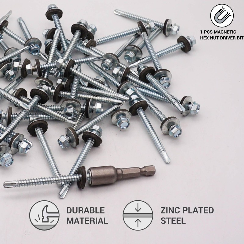 SKIR'CO Pack of 30 Galvanised Roofing Screws 5.5 x 60