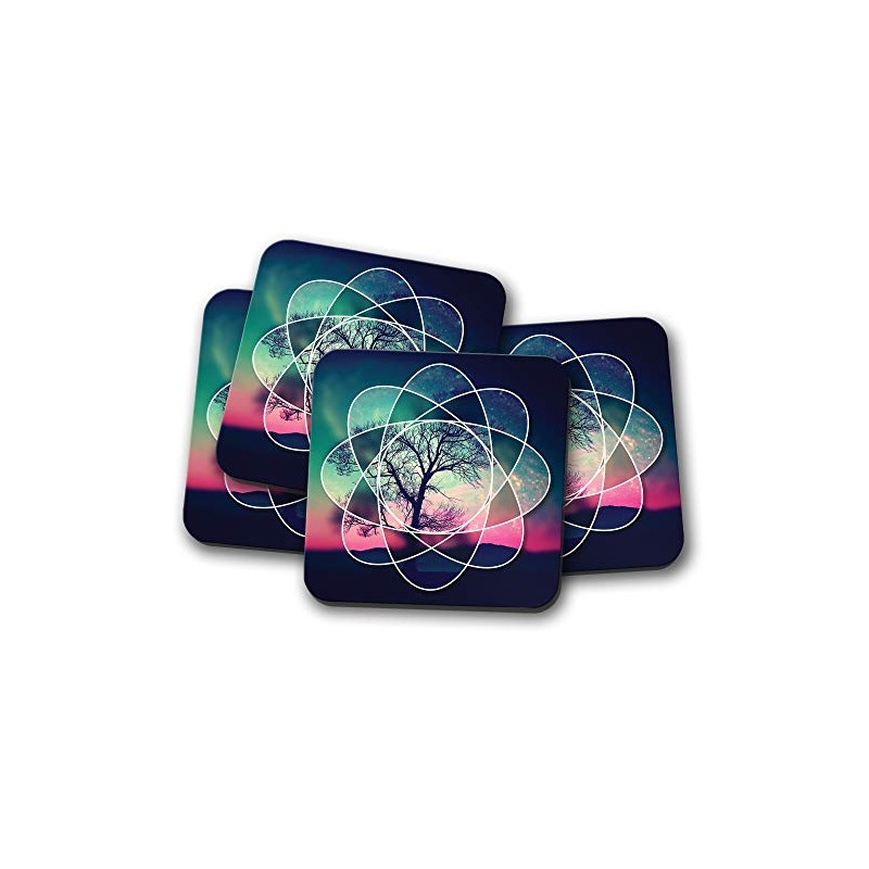 4 Set - Geometric Space Coaster - Tree Galaxy Fantasy