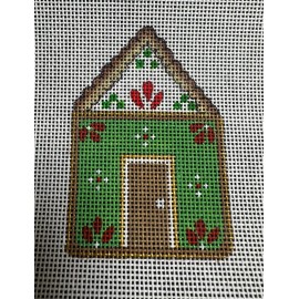 Zweigart Handpainted Needlepoint house ginger bread cookie Ornament 18m