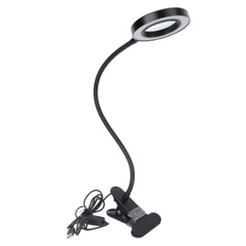 USB Desk Reading Lamp 3 Color Temperature 10 Gears Tattoo LED Light Lamp with Magnifying GlassBlack