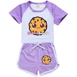 OAIXIUR Cookie Swirl C Girls' Clothing Sets Fashion Comfortable Shorts and Top 2Pcs Outfits (Violet,5-6 Years,5 Years,6 Years)