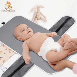 Polovillae Beige Portable Changing Pads- Waterproof Foldable Baby Changing Mat Boho Pattern Diaper Changer Travel Bag, Smart Design Baby Changing Mat, Great for Newborn Girls & Boys & for Travel