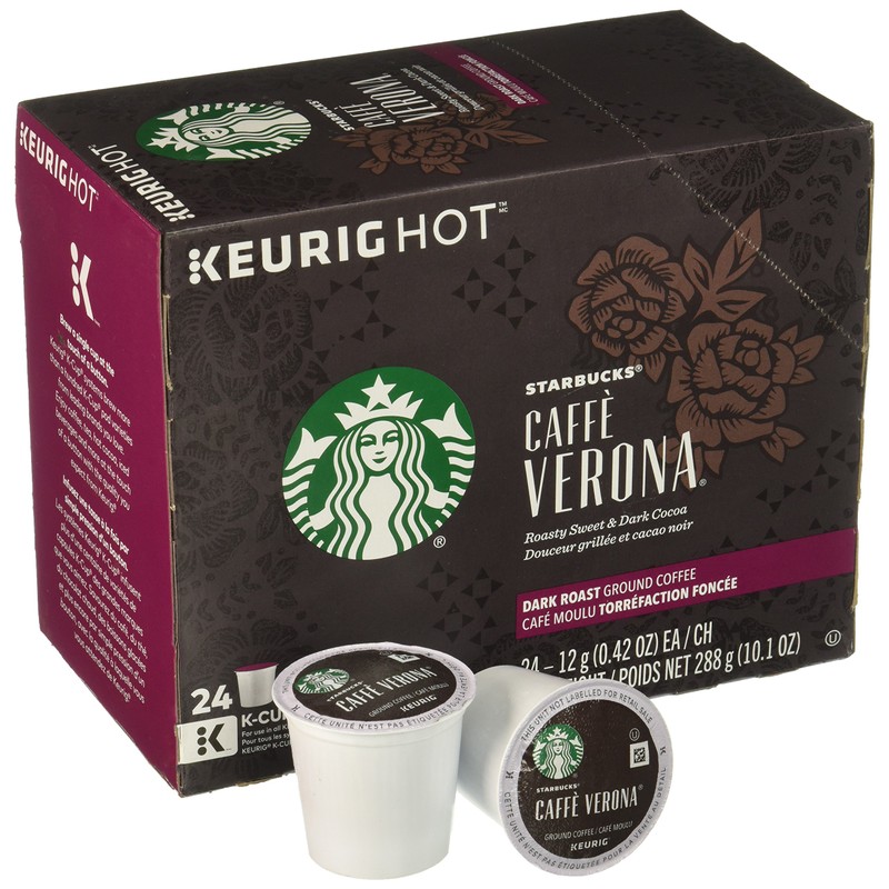 Starbucks K-Cup Coffee Pods—Dark Roast Coffee—Caffè Verona for Keurig Brewers—100%