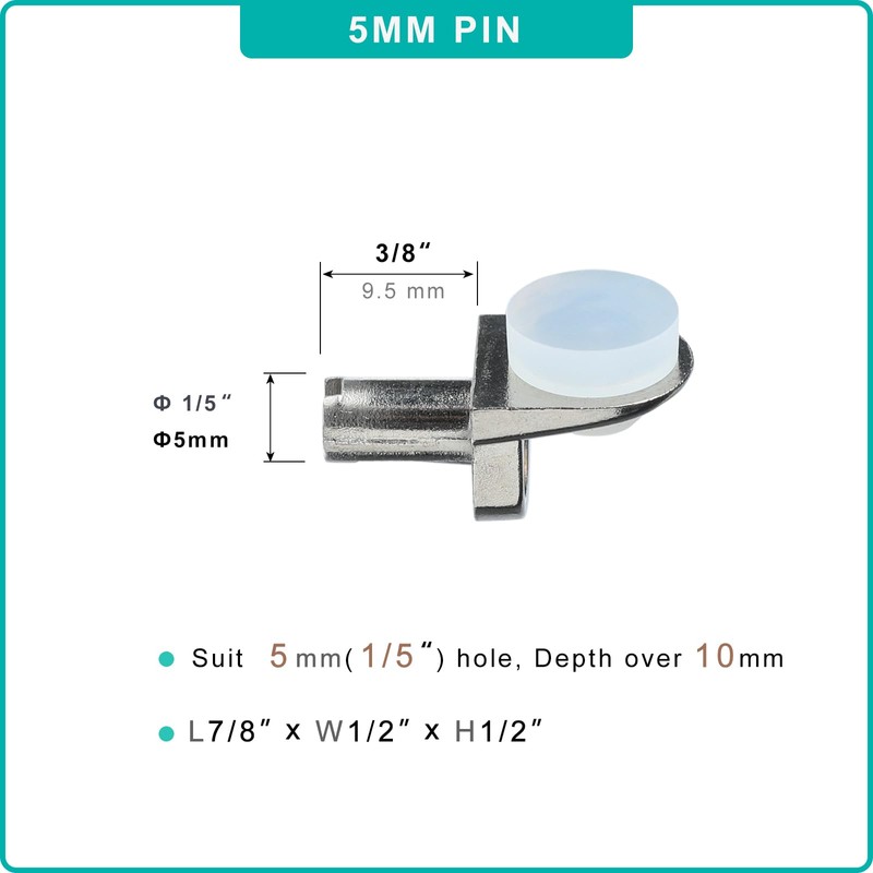 20PCS 1/5 Inch 5mm Metal Shelf Pegs Pins Clips Replacement
