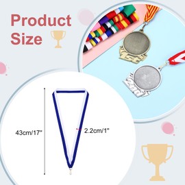 PATIKIL Award Neck Ribbons, 50 Pack Polyester Medal Lanyards with Snap Clip Blank Award Ribbon for Competitions Achievement Sports Party, Blue/White