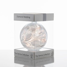 Sienna Glass 60th Wedding Anniversary Friendship Ball – 10cm Handcrafted Diamond Glass Ornament with Ribbon – Unique Gift for Diamond Anniversary Celebrations