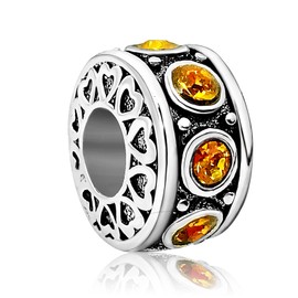 JMQJewelry Pumpkin Skull Mama Bear Mom Heart Birthstone Birthday November Yellow Womens Charm for Bracelets Girls Jewelry