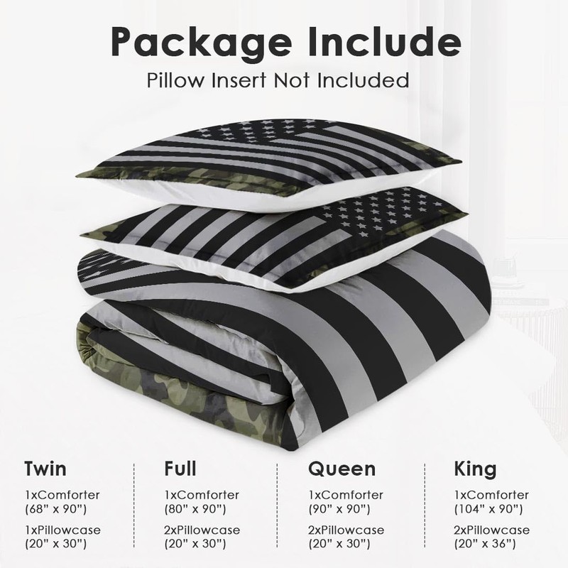 WeCozy Twin Size Comforter Set with Pillowcase, Black Military Camouflage