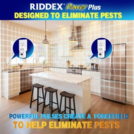 RIDDEX Power Plus Insect Repellent | Plug in, Mouse Deterrent - Pest Control for Defense Against Rats, Mice, Roaches, Bugs and Insects | Control Pests with No Toxins with Side Outlet