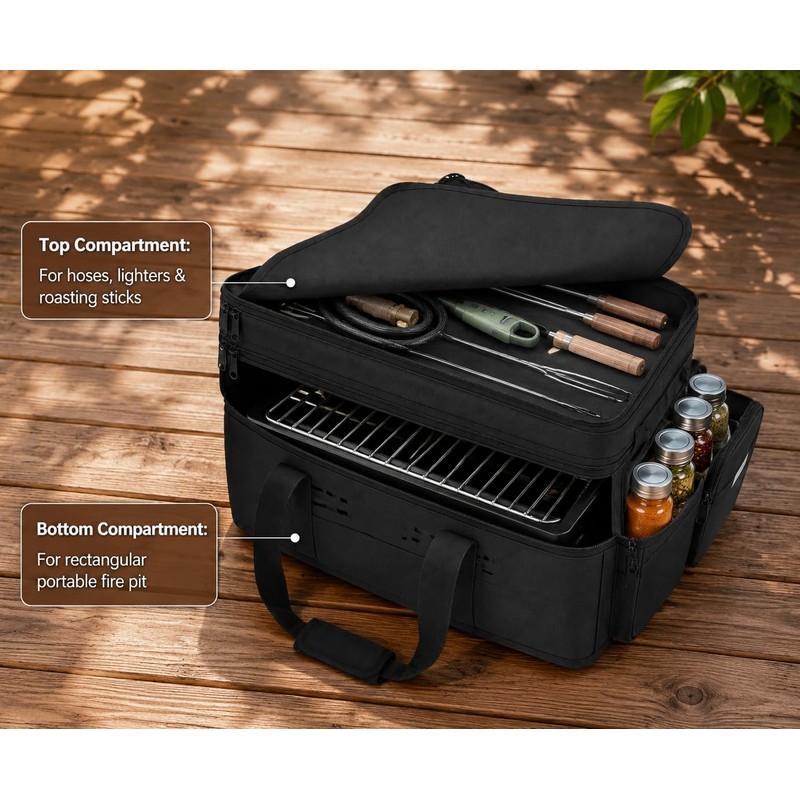 12'' Double-Layer Portable Fire Pit Carrying Bag