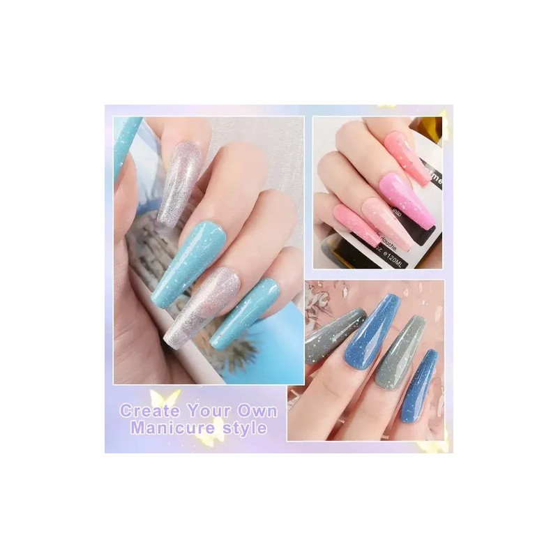 24 Pcs Gel Nail Polish Kit Glittering Nailkit For Gift