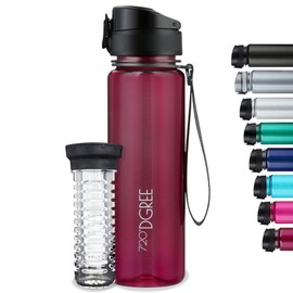 720°DGREE Children's Water Bottle, 500 ml "uberBottle" CrystalClear + Fruit Container, BPA-Free, Leak-Proof, for School, Sports, Fitness, Tritan Water Bottle: Slim, Lightweight, Shockproof, Reusable