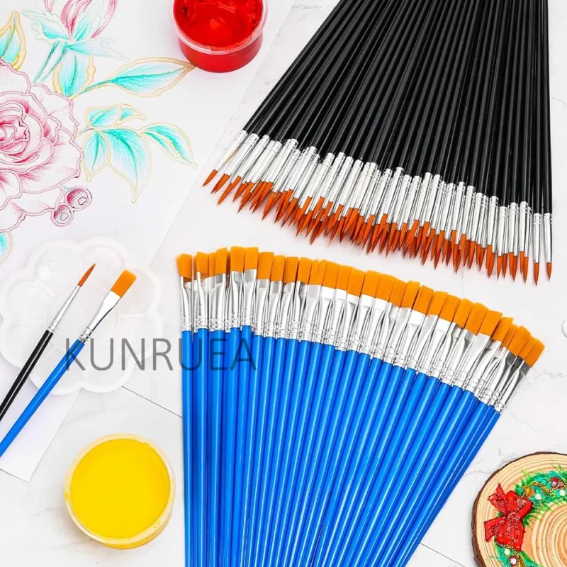 Kunruea Set 200 Pinceles Para Dibujo Acuarela Acrílico Oleo Gouache