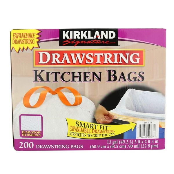 Kirkland Signature Drawstring Kitchen Trash Bags - 13 Gallon, 600 Count