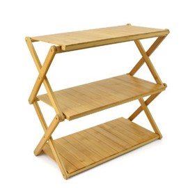 Folding Storage Rack, Powerful Load Bearing Large Storage Space Multi Layer Wooden Foldable Shelf Smooth for Outdoor Camping (3 Layers)