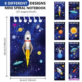 Outus 24 Pieces Space Mini Notepads, Astronaut Rocket Memo Spiral Tiny Notebooks Teacher Classroom Reward Supply for Boys Girls Solar System Planet