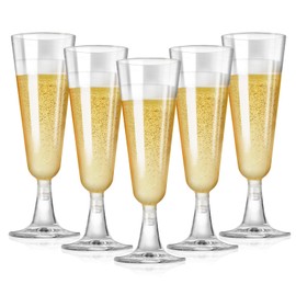 MEETOZ 50Pcs Premium PP Champagne Flutes,150ml/5oz Reusable Prosecco Glasses,PP Flutes for Cocktail, Dessert - Toasting Glasses for Parties, Weddings, Birthdays, Picnic