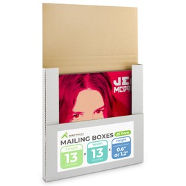 Golden State Art, 13x13x1 Inch Vinyl Record Shipping White Box, Cardboard Album Mailing Gift, lp Record Business Mailer, Protcet Square Frame, 25 Packs