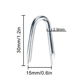 Steel Wire Fencing Staples 50Pcs Galvanized U Shaped Nails 1-1/4'' for Wire Mesh & Woven Fencing, Fence Post