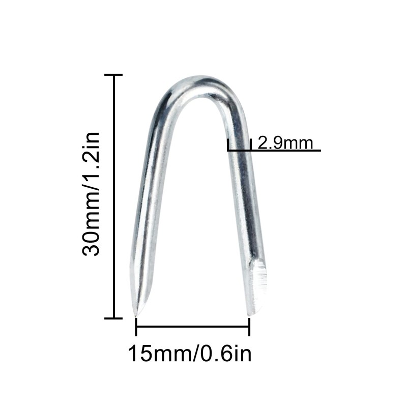 Steel Wire Fencing Staples 50Pcs Galvanized U Shaped Nails 1-1/4''