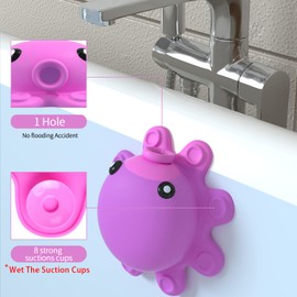 Bathtub Overflow Drain Cover Tub - tub Overflow Drain Cover, Soak Bath Overflow Drain Cover, Bathroom Spa Accessories, Adds Inches of Water for Deeper Bath (Silicone, Hot Pink)
