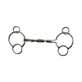 AK Universal Loose Ring Rotary Double Cooper Roller Snaffle Horse Riding Bits AKRS-2617 (5.75'', Silver)