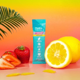 HydroMATE Electrolytes Powder No Sugar Strawberry Lemonade Sugar Free Hydration Packets Keto Party Favors Sticks with Vitamin C 16 Sticks