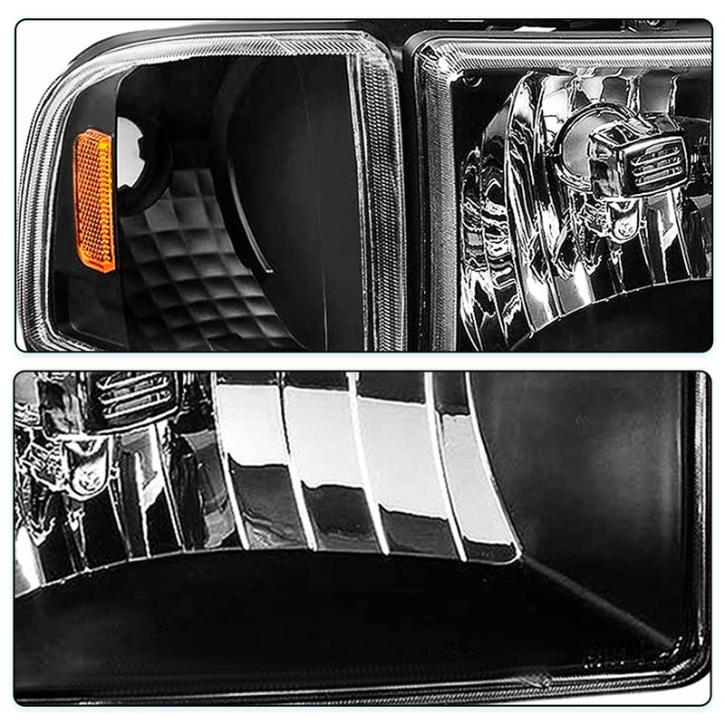 TUSDAR 4Pcs Headlight Assembly for 94-01 Dodge Ram 1500/1994 1995
