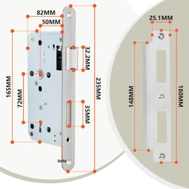 Bwintech 1 Piece Satin Nickel 7250 Mortice Lock with Two Keys for Interior and Bathroom Doors