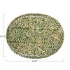 Creative Co-Op Stoneware Platter with Wax Relief Botanicals, Green