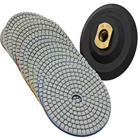 Stadea PPW179E Diamond Polishing Pads 10cm Wet Dry Set for Granite Quartz Concrete Marble Travertine Stone Countertop & Floor Polishing
