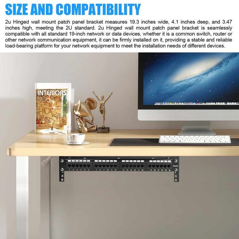 2u Hinged Wall Mount Patch Panel Bracket, 2u Patch Panel