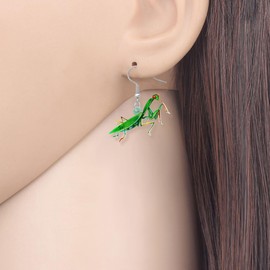 SHIGIE Acrylic Cute Green Praying Mantis Bug Earrings Dangle Cartoon Animals Funny Jewelry For Women Insect lovers Charms Gifts (Turquoise)