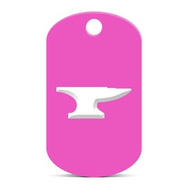 fagraphix Hammer and Anvil Keychain GI Dog Tag Engraved Blacksmith Hot Pink