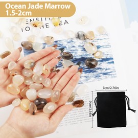 400 g Gemstones for Children, Healing Stones, Uncoloured, Bags with Drawstring, Chakra Stones, Lucky Stones, Stone Game for Crystal Therapy, Meditation, Gemstones, Healing Crystals (D)