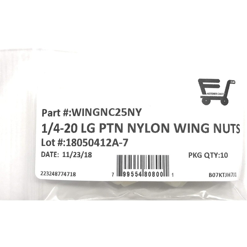1/4-20 Nylon Wing Nuts Large Pattern 1/4-20 Butterfly Nuts (10