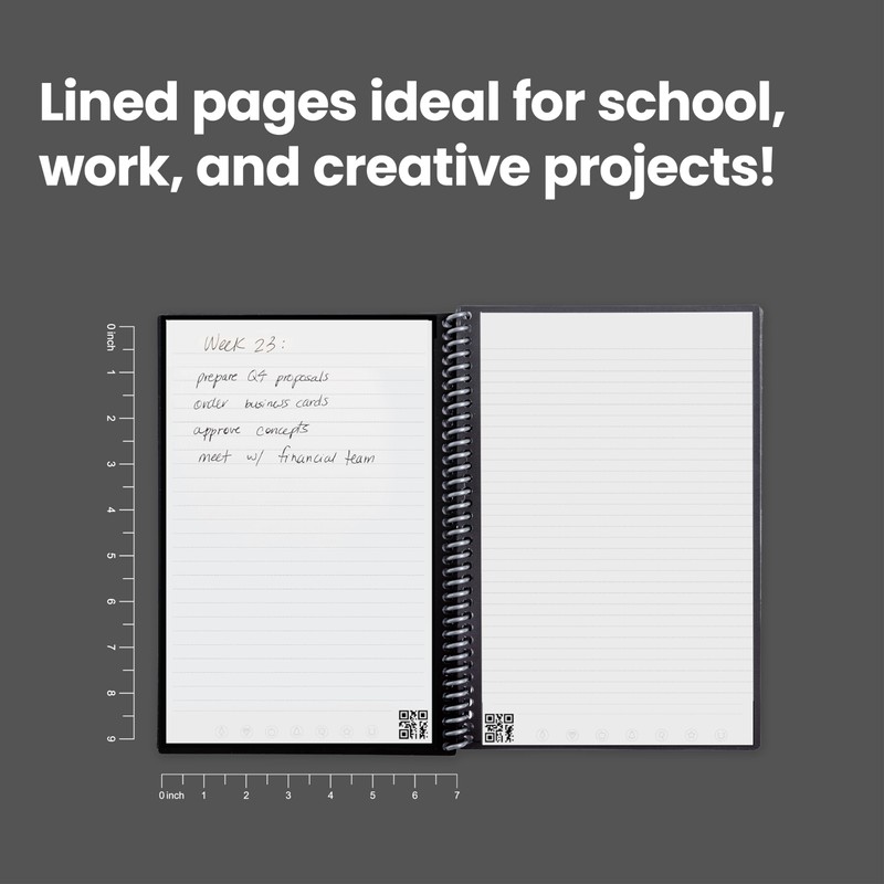 Rocketbook Core Reusable Spiral Notebook, Executive Size 6x8.8, Black -