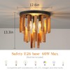 MOUJOE Wood Ceiling Light Fixture 3-Light Semi Flush Mount Light