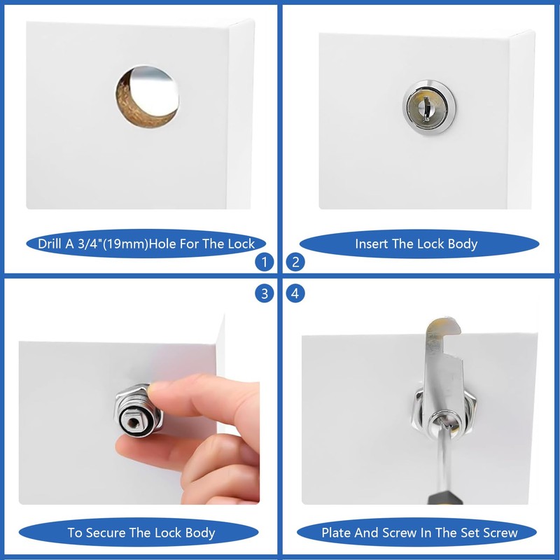 AOTWSEN Cabinet Locks with Keys, Lock for Cabinet,Keyed-Alike Zinc Alloy