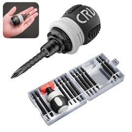 BAKESHU 26 in 1 Stubby Ratchet Screwdriver Set, Scalable Bit Screwdriver Set, Mini Screwdriver Set with Small Magnet